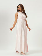 Pink Polka Dot Twist-Front Maxi Dress