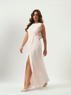 Pink Polka Dot Twist-Front Maxi Dress