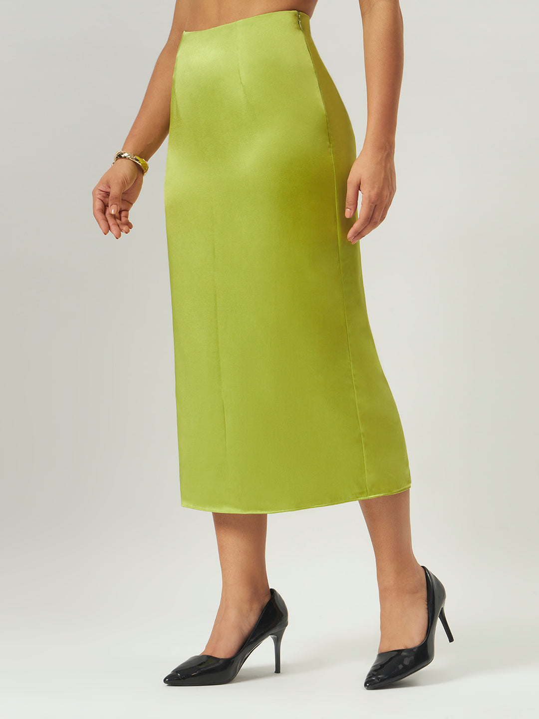 Lime Sorbet Cowl Neck Top & Midi Skirt Set