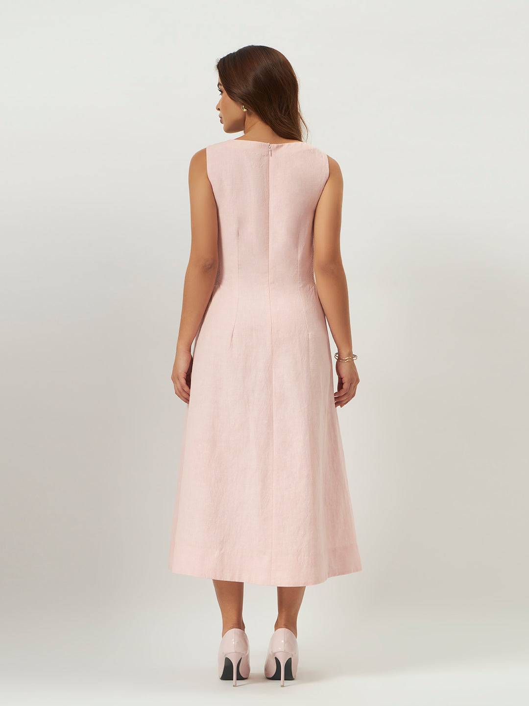 Pink Frosting Linen Midi Dress