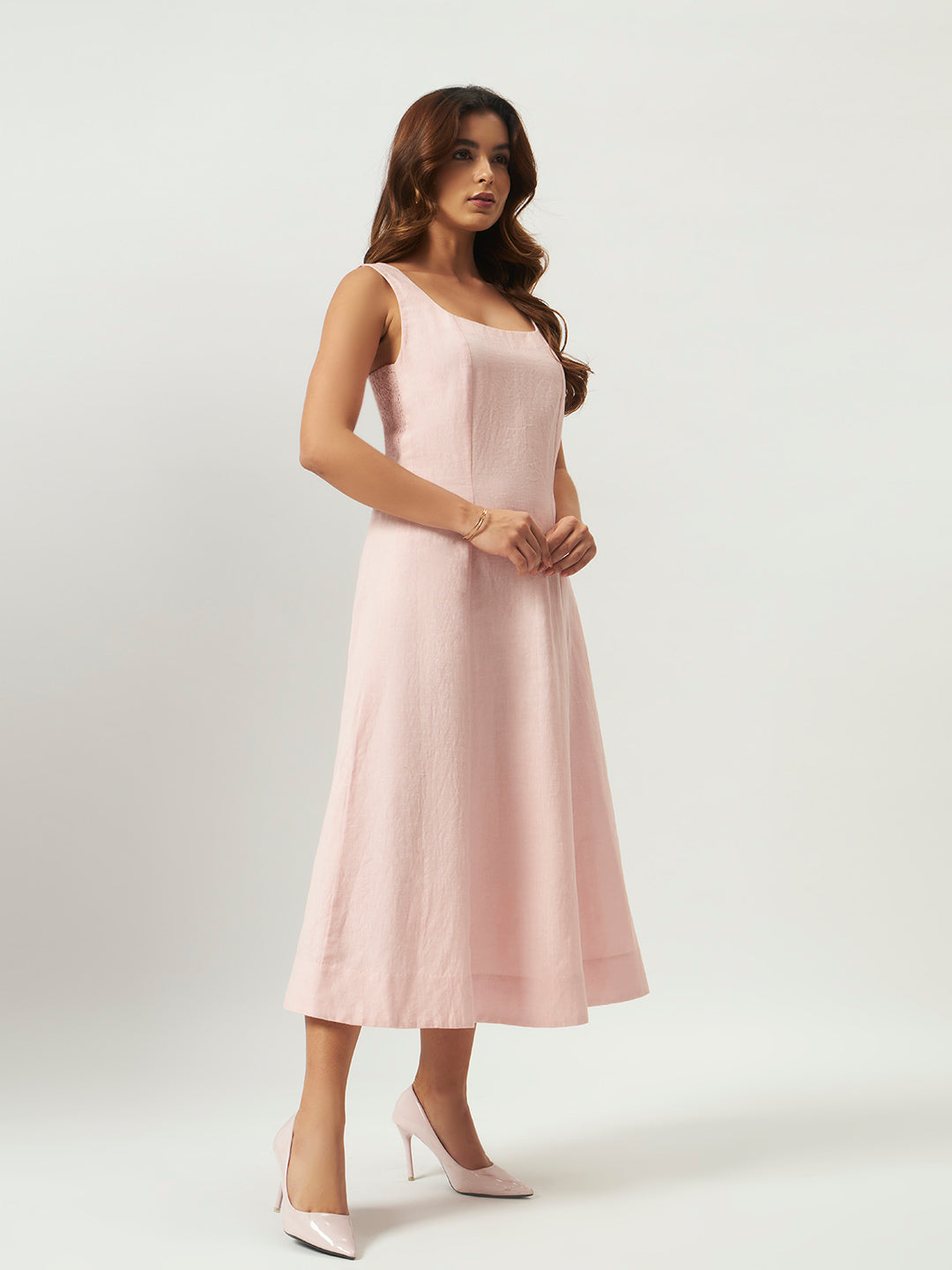 Pink Frosting Linen Midi Dress