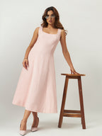 Pink Frosting Linen Midi Dress