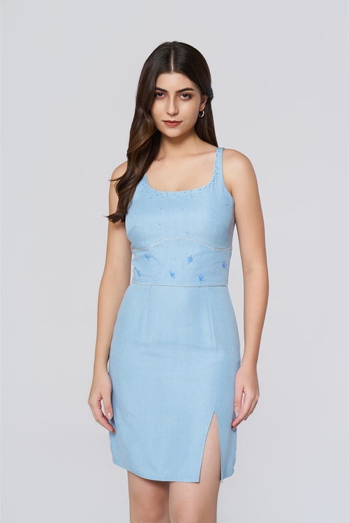 Azure Denim Sheath Dress