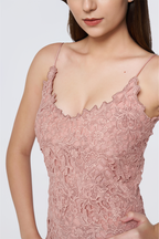 Dusty Rose Lace Sheath Dress