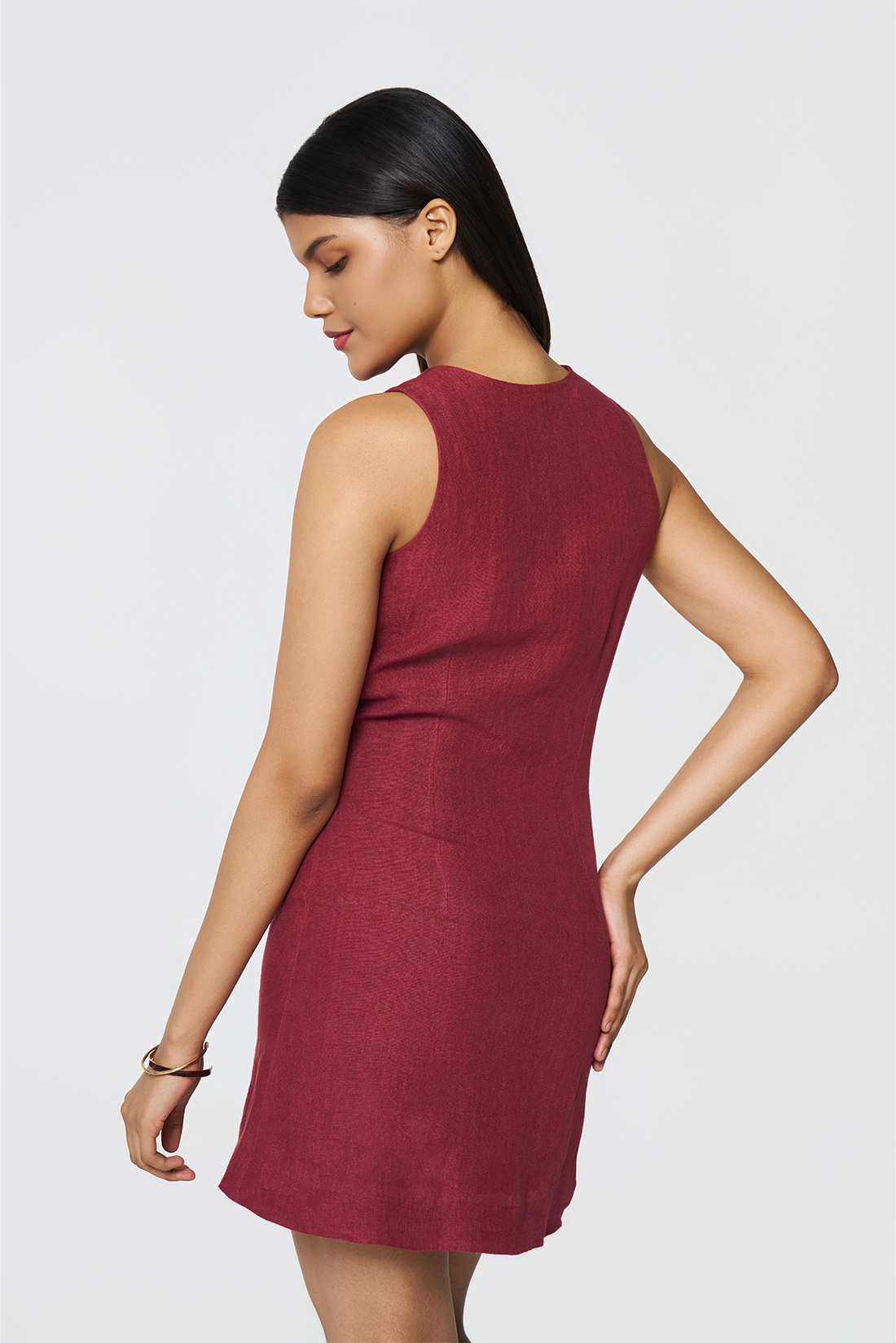 Black Cherry Button-Down Dress