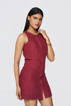 Black Cherry Button-Down Dress