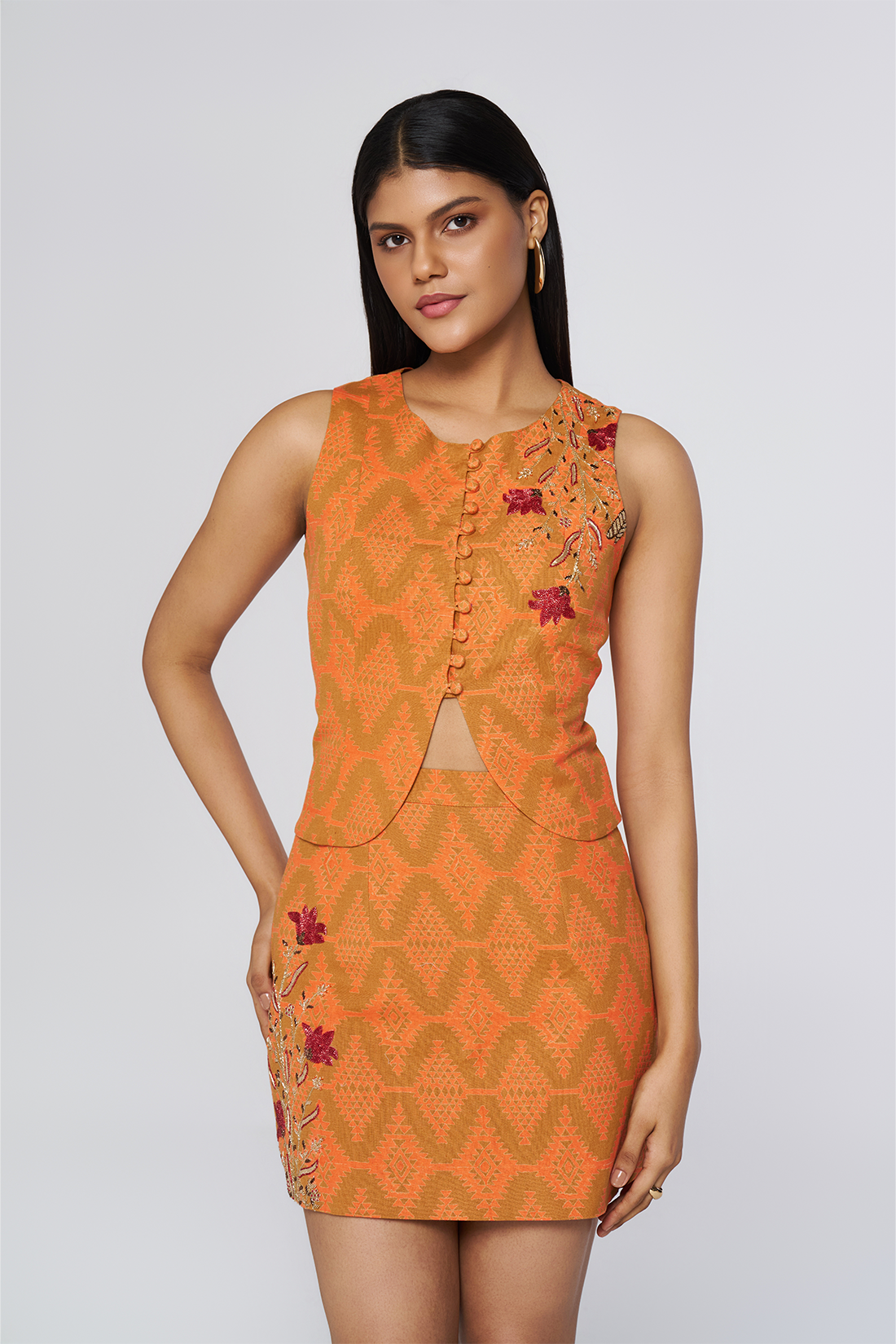 Marigold Jacquard Embroidered Set