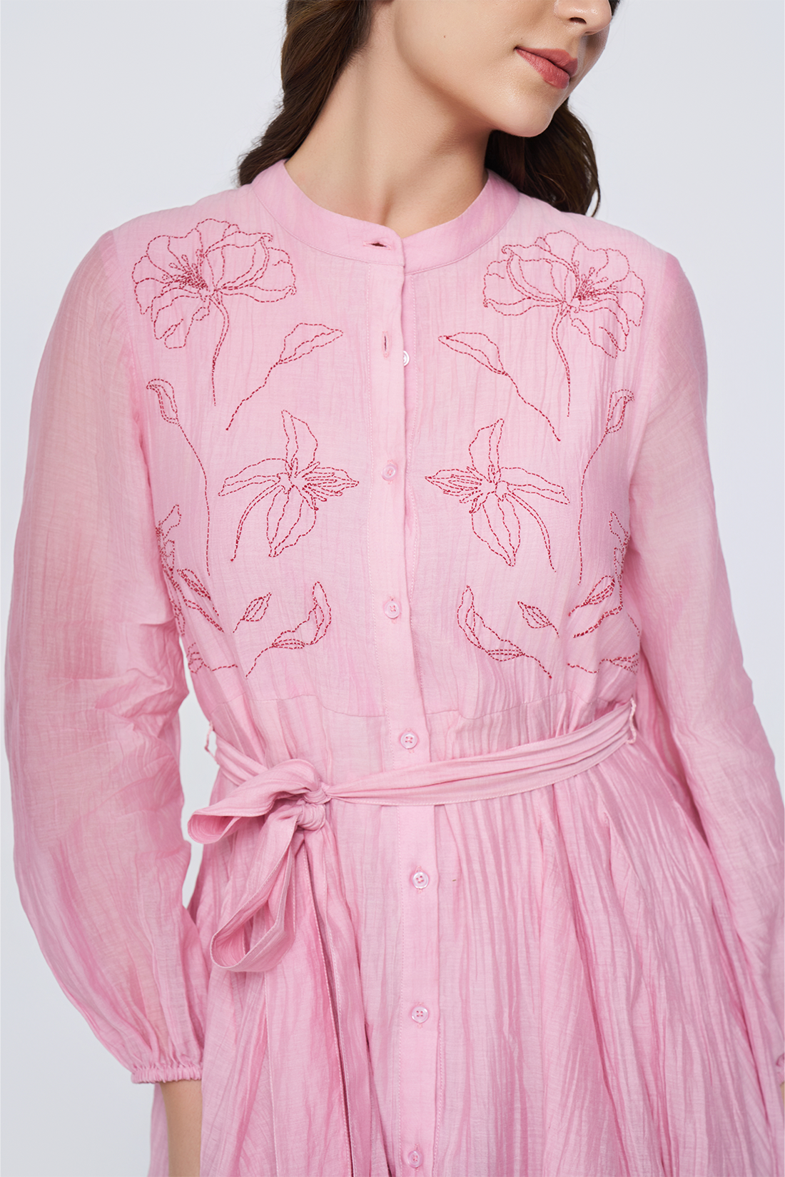 Blush Petal Hand-Embroidered Dress