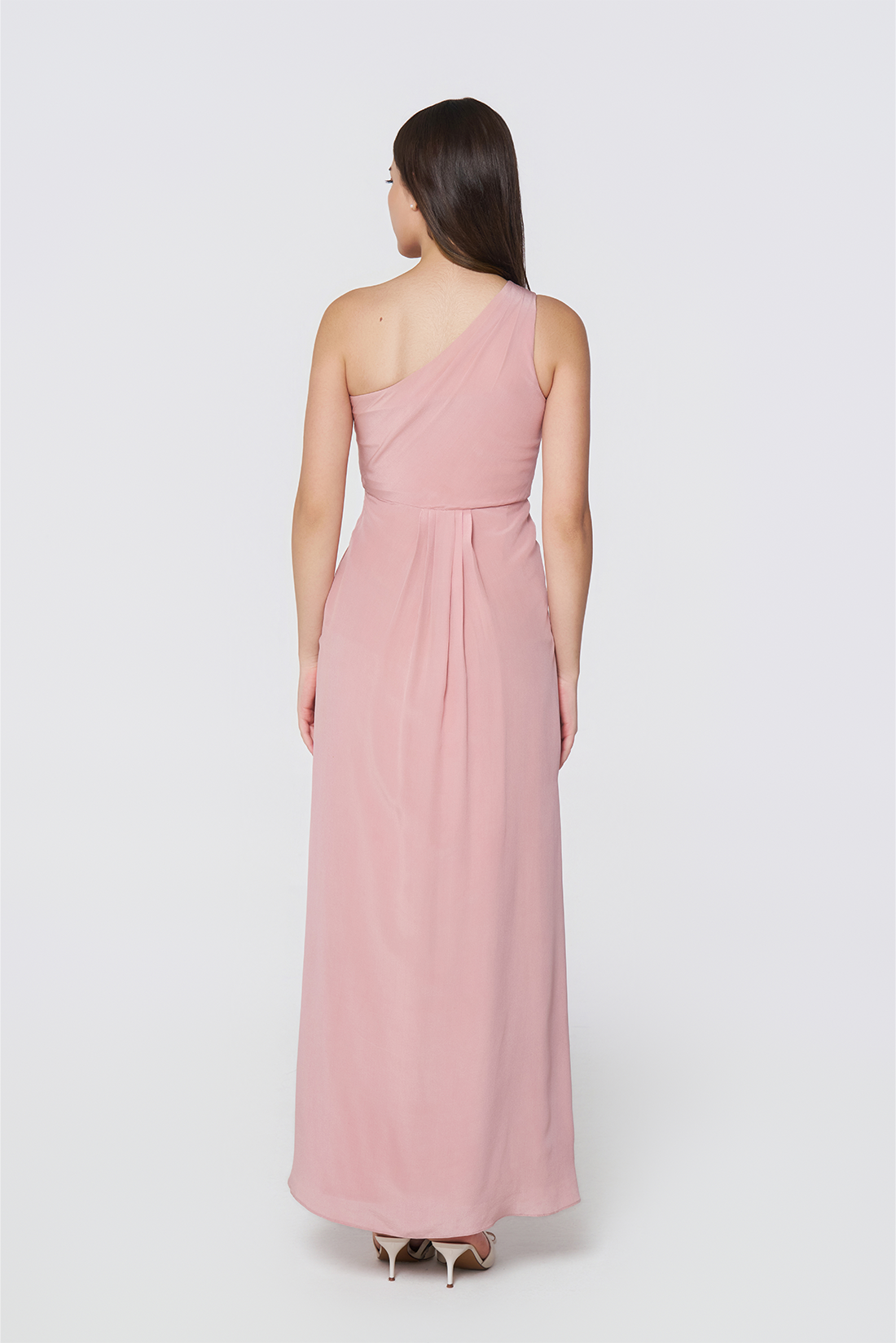 Rose Pink Silk Drape Gown
