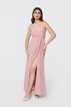 Rose Pink Silk Drape Gown