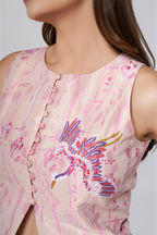 Flamingo Silk Jacquard Vest Coat