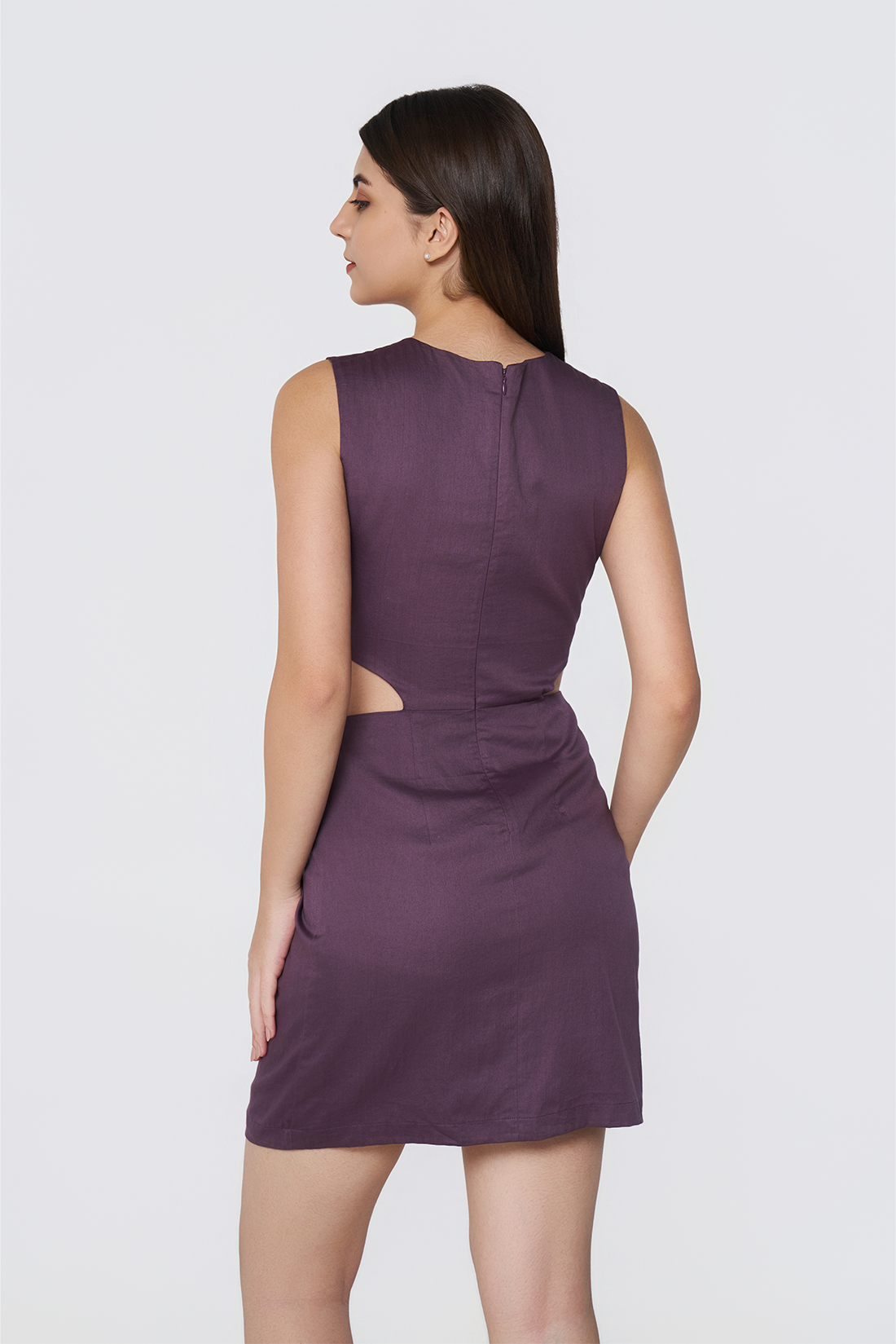 Midnight Plum Cut-Out Dress