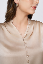 Cream Long-Sleeve Button-Down Blouse