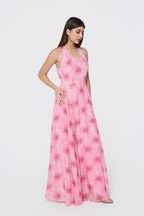 Azure Bloom Crepe Maxi Dress