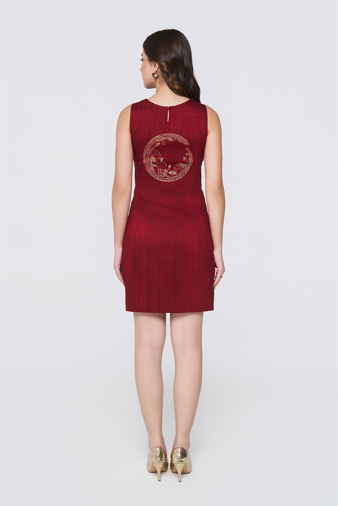 Ruby Glaze Embroidered Shift Dress