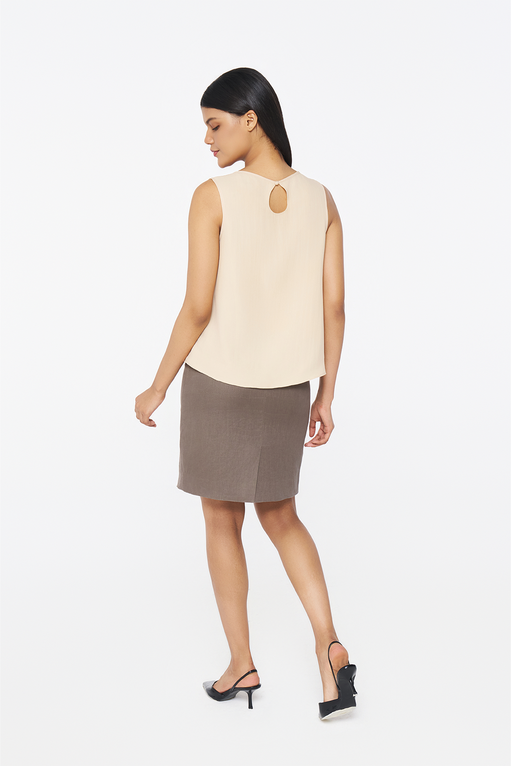 Sand Sleeveless Georgette Blouse