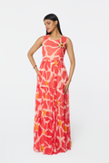 Sunset Bloom Chiffon Maxi Dress