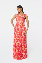 Sunset Bloom Chiffon Maxi Dress