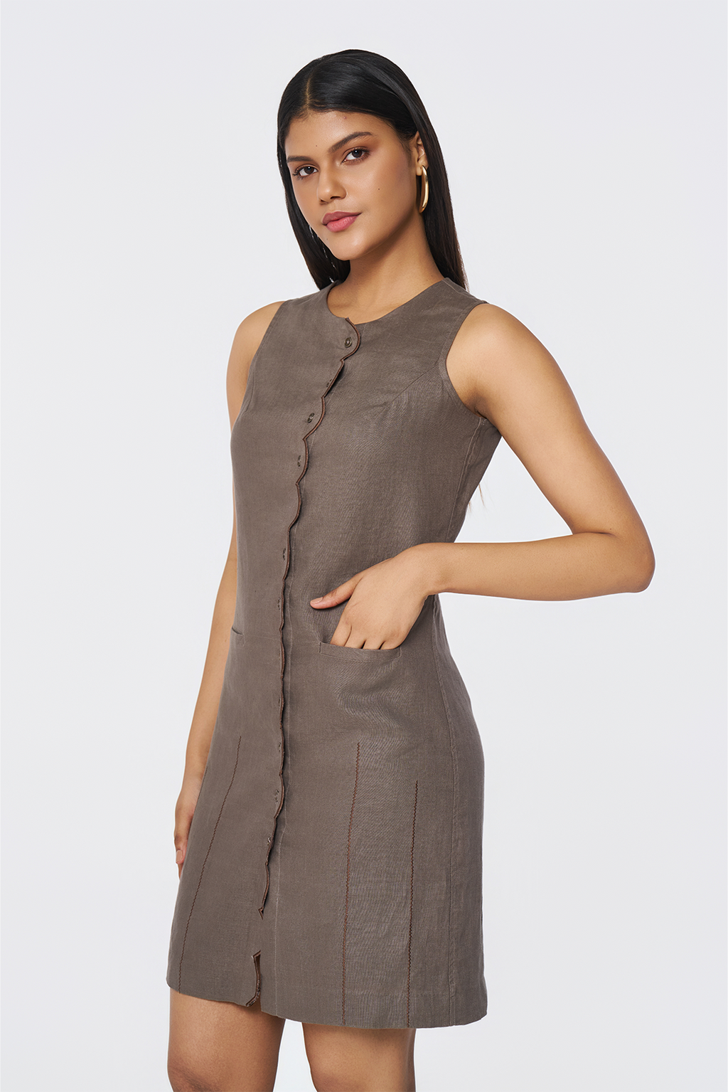Havana Brown Button-Down Dress