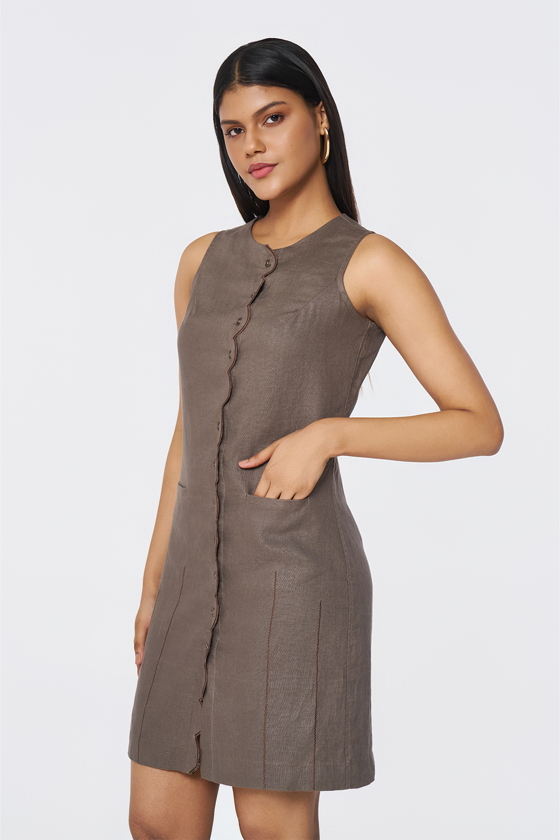 Havana Brown Button-Down Dress