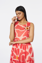 Sunset Bloom Chiffon Maxi Dress