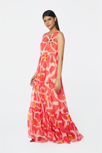 Sunset Bloom Chiffon Maxi Dress