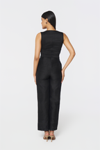 Onyx Radiance Raw Silk Jumpsuit