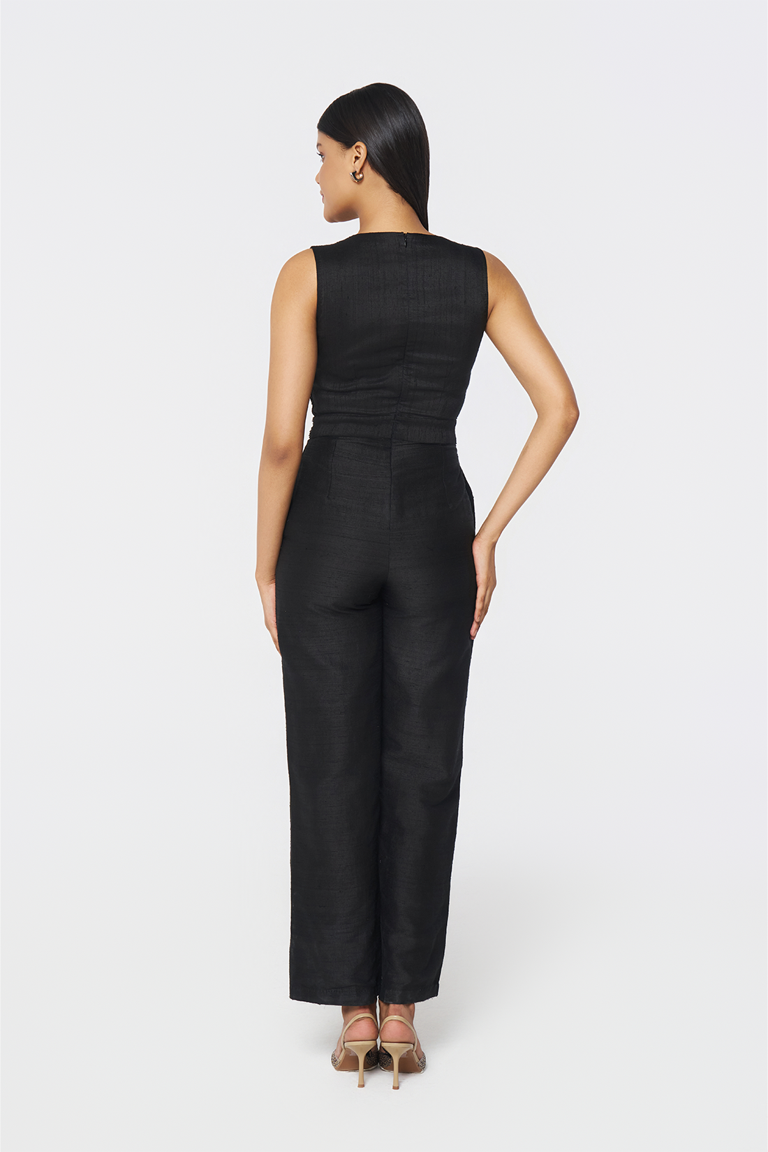 Onyx Radiance Raw Silk Jumpsuit