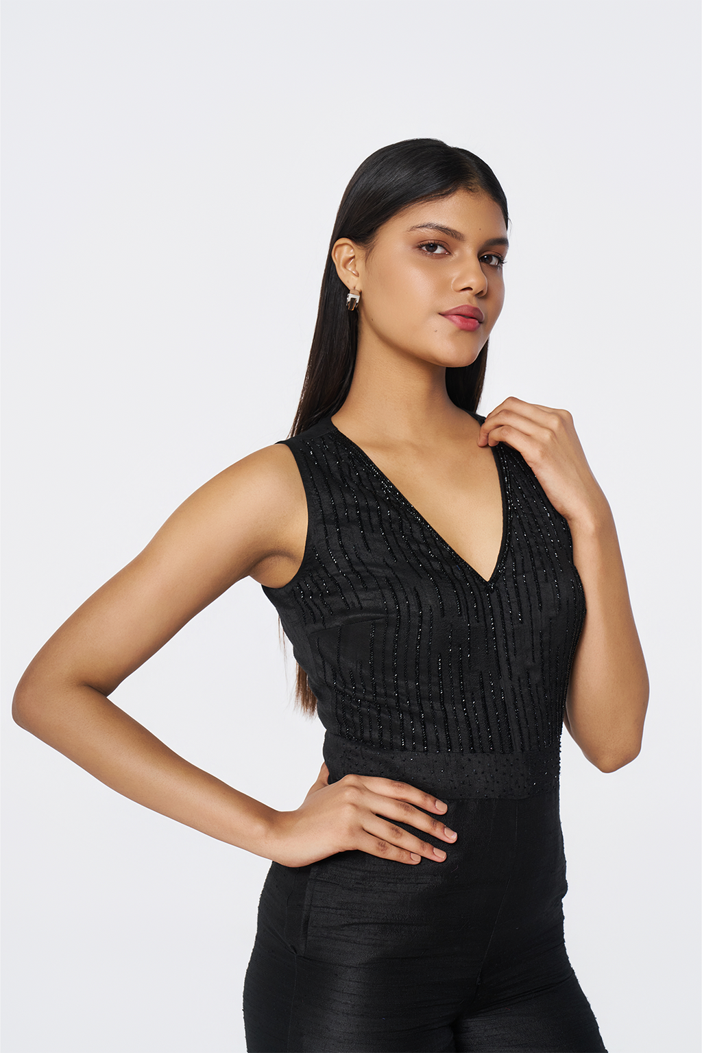 Onyx Radiance Raw Silk Jumpsuit