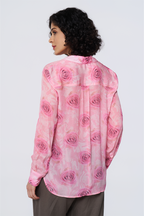 Pink Printed Long-Sleeve Button-Down Blouse