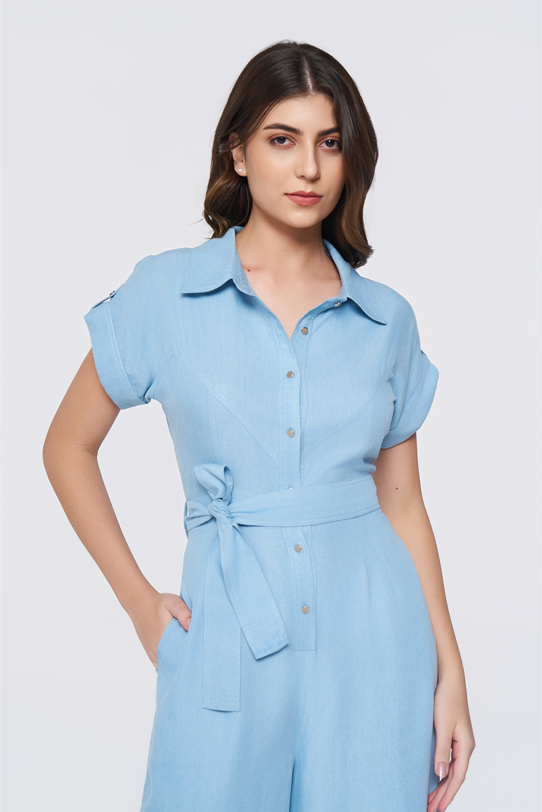 Azure Drift Denim Jumpsuit