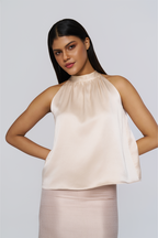 Champagne Lustre Halter Neck Top