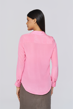 Pink Long-Sleeve Button-Down Blouse