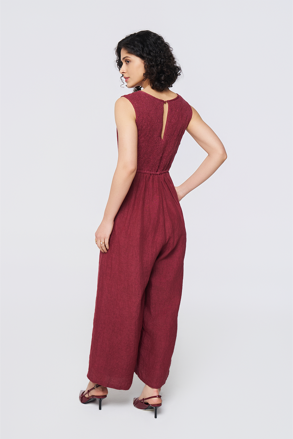 Crimson Clay Linen Jumpsuit