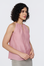 Dusty Rose Silk Halter Neck Top
