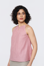 Dusty Rose Silk Halter Neck Top