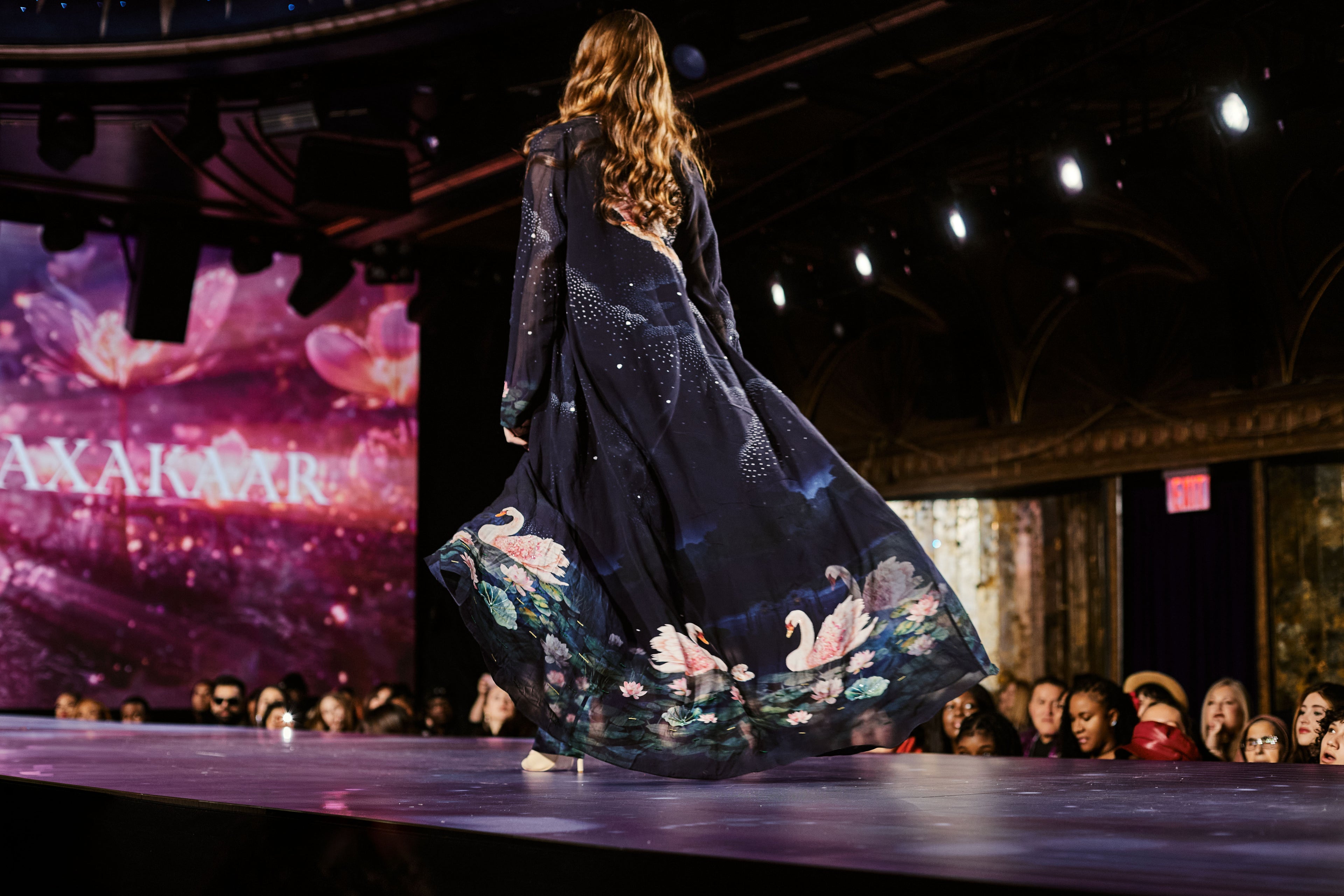 Navy Midnight Swan Printed Cape