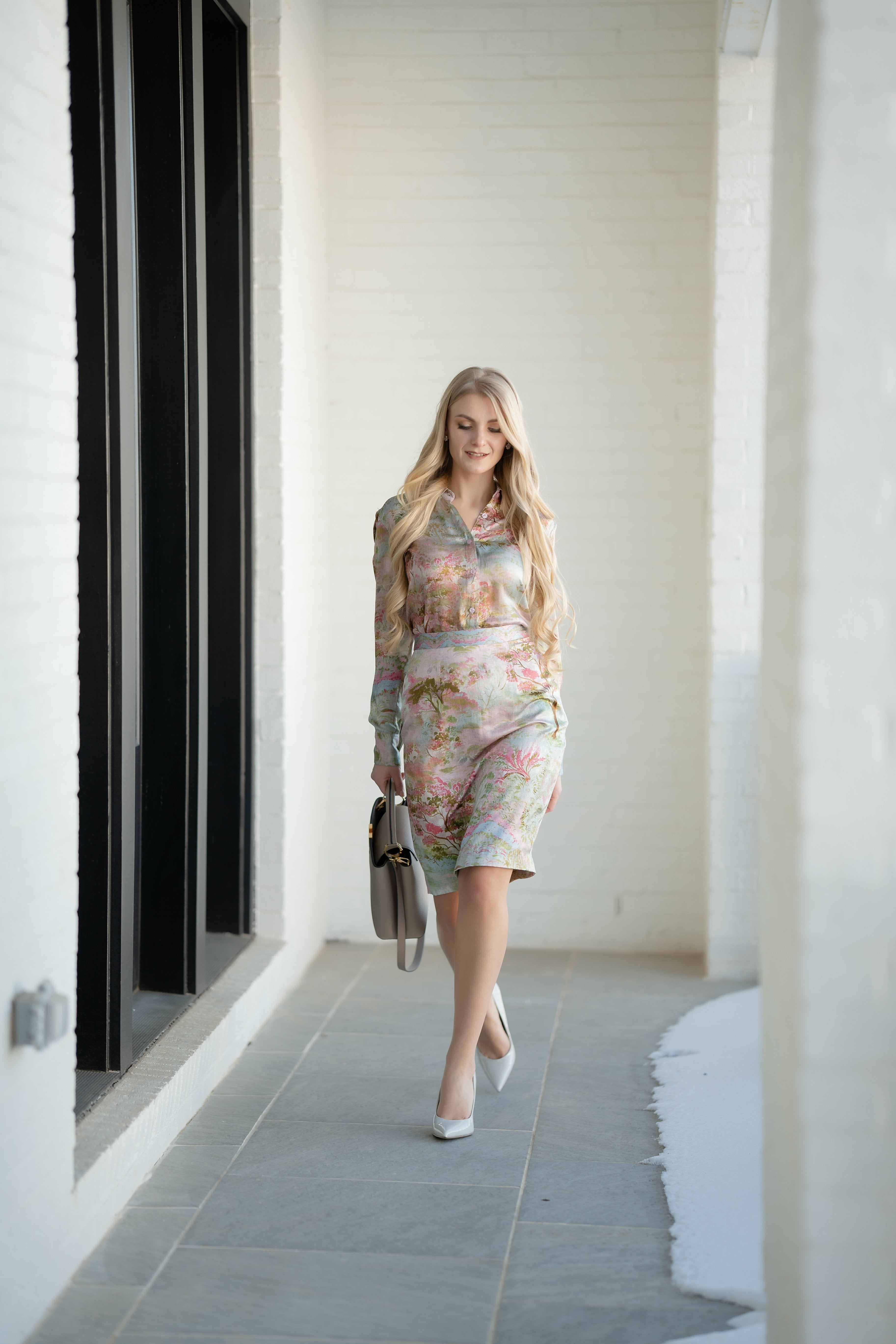Zen Garden Floral Silk Skirt