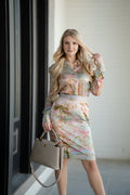 Zen Garden Floral Print Silk Top & Skirt Set