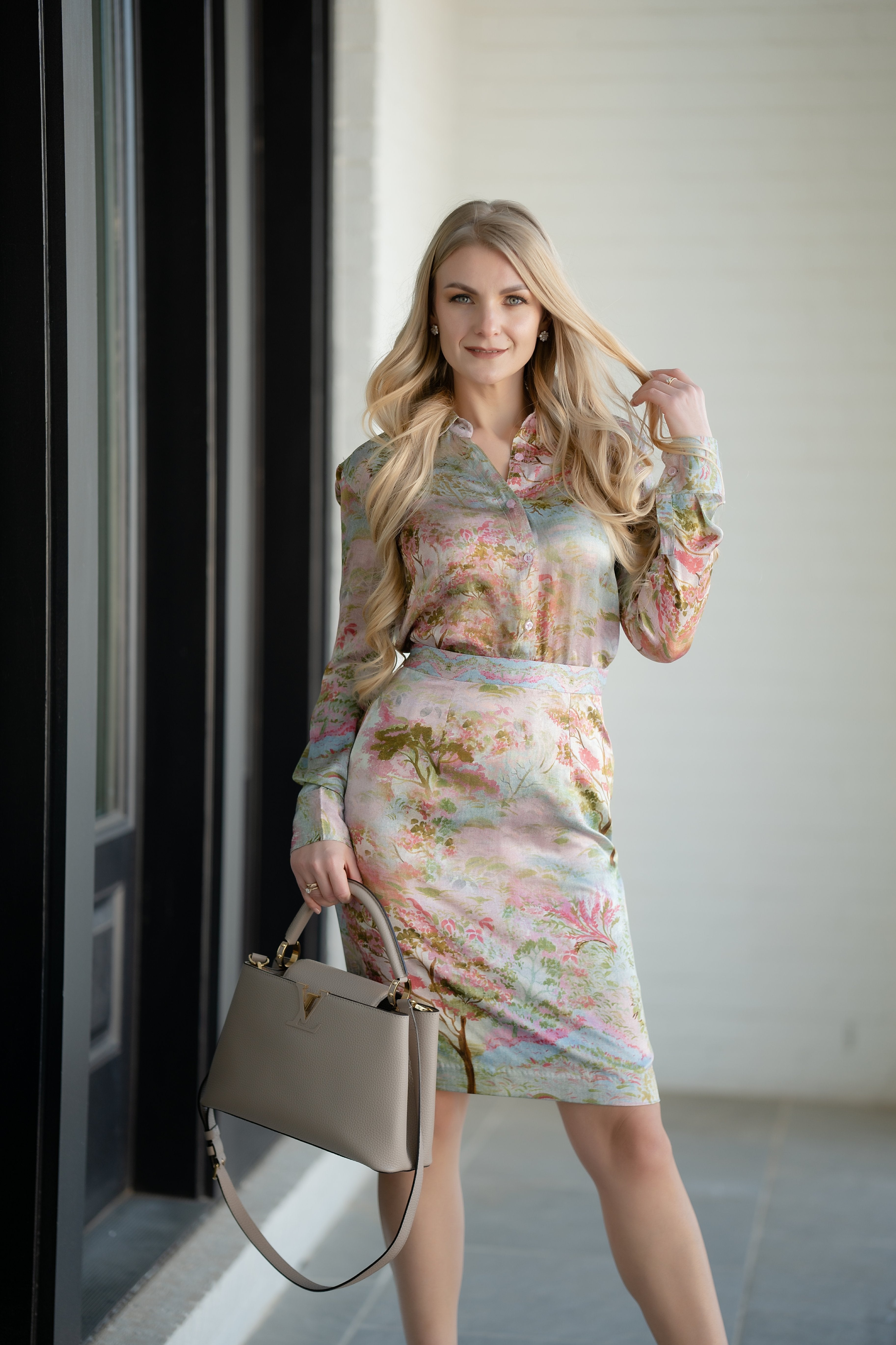 Zen Garden Floral Print Silk Top