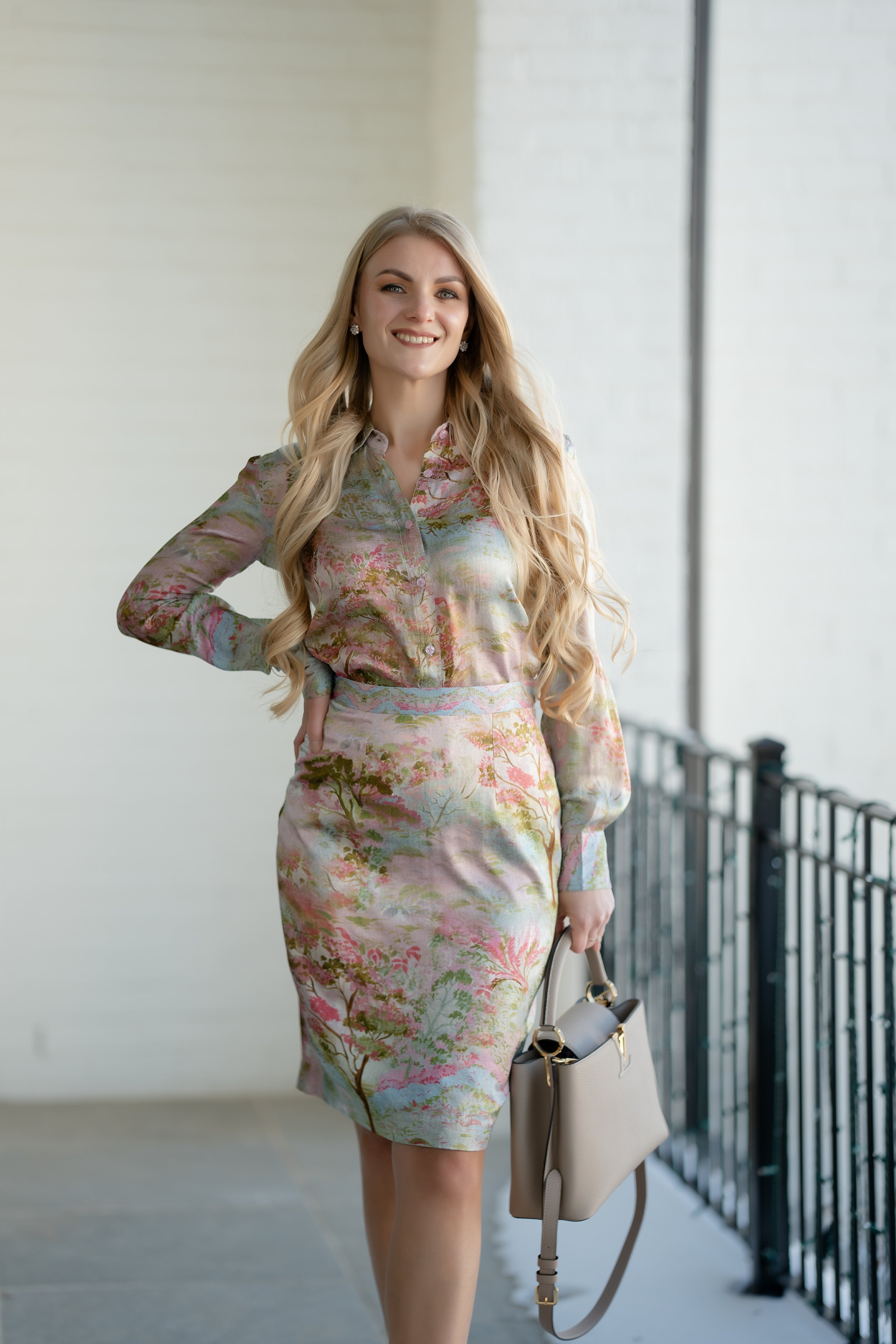 Zen Garden Floral Silk Skirt