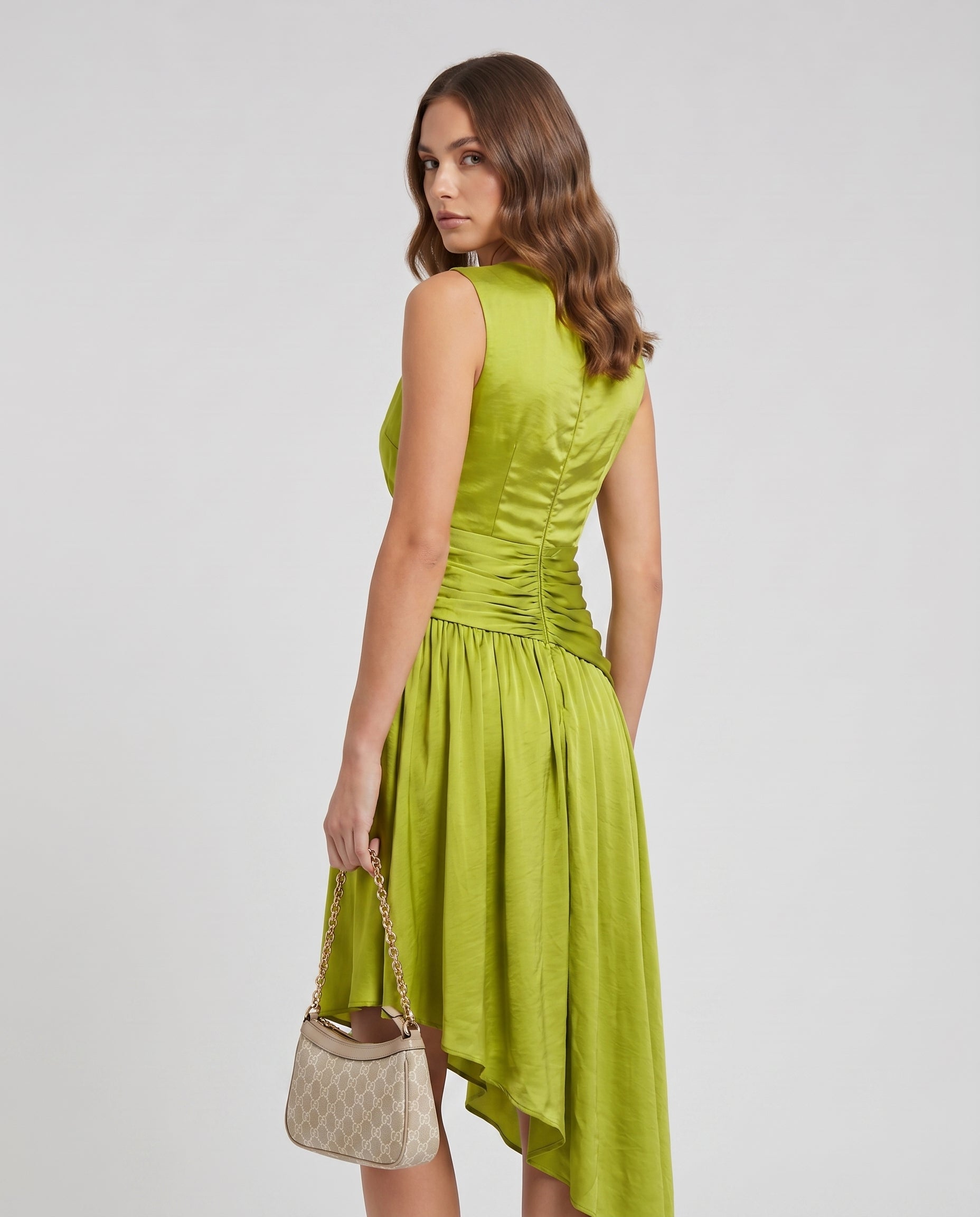 Assymetric Drape Midi Dress
