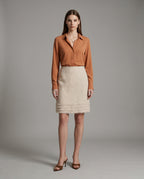 Fringed Linen Pencil Skirt