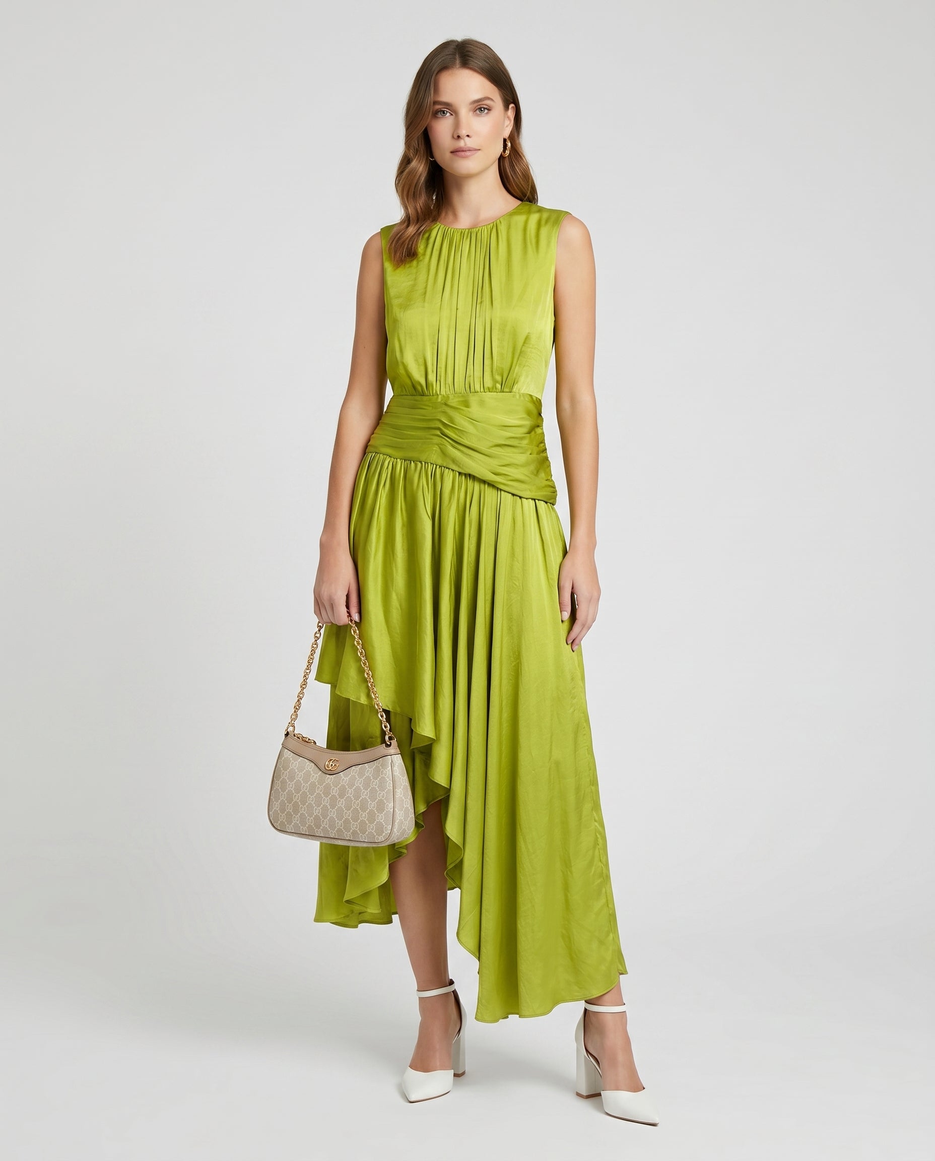 Asymmetric Drape Midi Dress – laxakaar